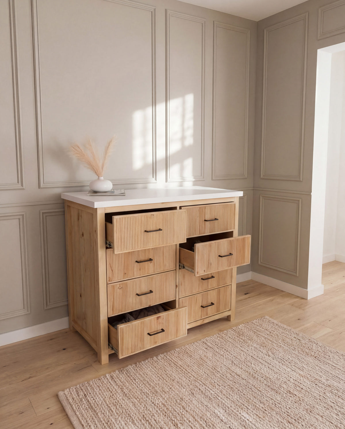 Wooden sideboard that has been customised by lighouse