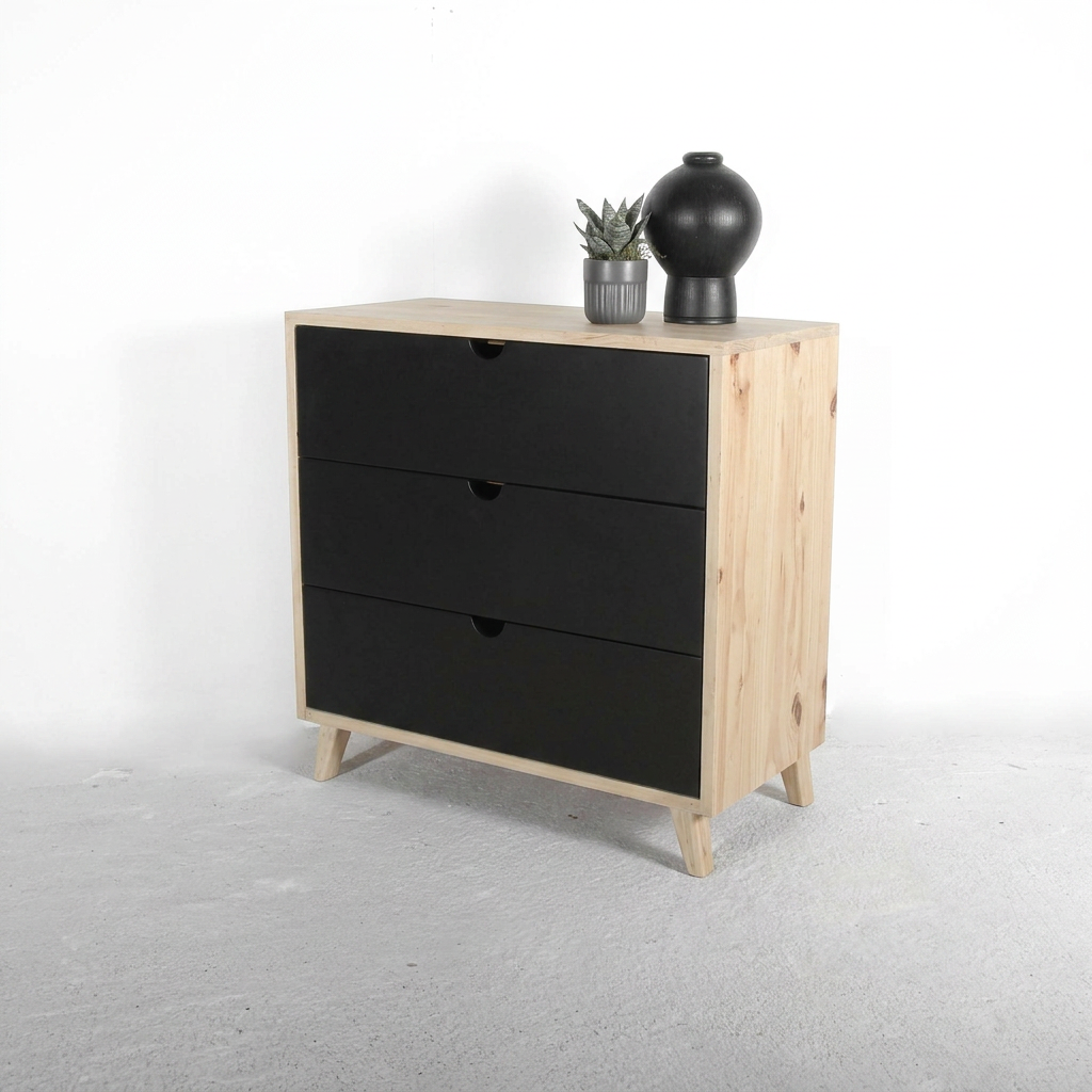 Msauli Chest of Drawers - 3 Drawers Black